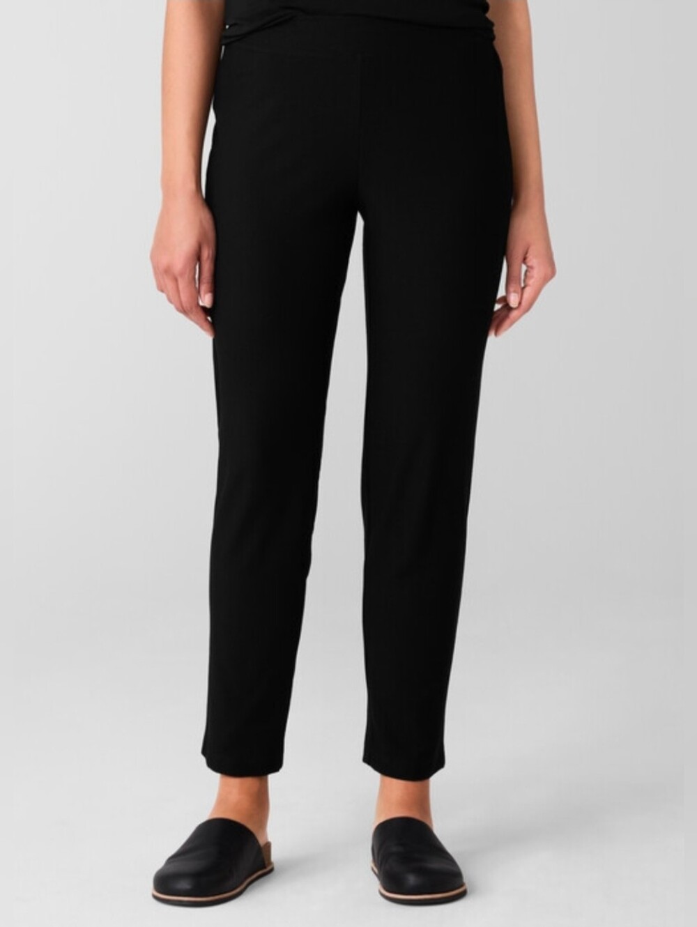 Eileen Fisher Black Washable Stretch Crepe Slim Ankle Pull On Pant Size XL